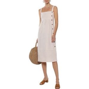 IRIS & INK Ariel linen button midi cream dress work career travel weekend M
